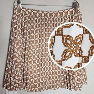 J. Crew Accordion Pleated Mini Skirt Brown Cream Size 14 CC844